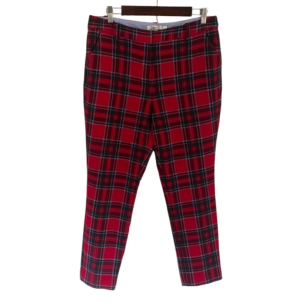 Vineyard Vines Women's Tartan Red Plaid‎ Tapered Leg Ankle Pants Size 10